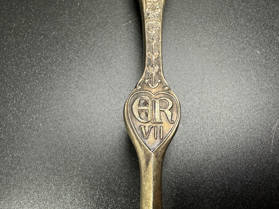 Antique 1902 Halford & Sons Sterling Silver English Coronation Spoon 9'L 116.7g Sterling Silver Melt Value $149 [Photo 5]