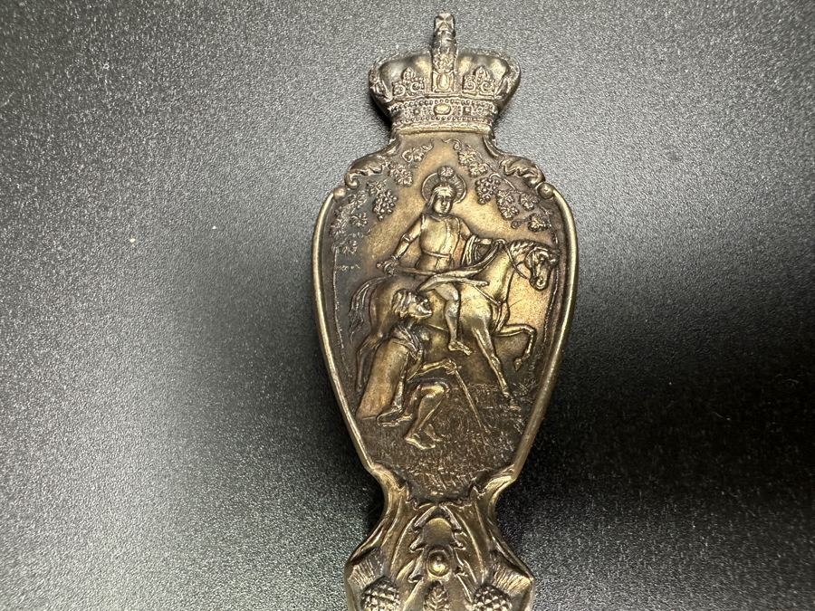 Antique 1902 Halford & Sons Sterling Silver English Coronation Spoon 9'L 116.7g Sterling Silver Melt Value $149 [Photo 3]