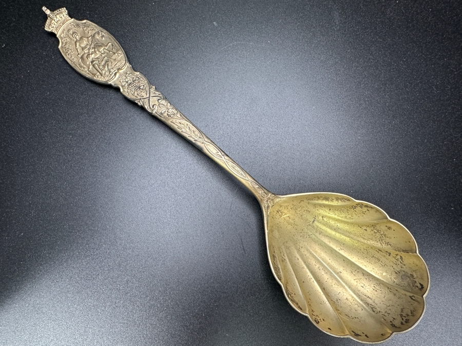Antique English Victorian Sterling Silver Oyster Shell Spoon Birmingham 1896 Victoria R. 1837-97 9'L 111.6g Sterling Silver Melt Value $142 [Photo 2]