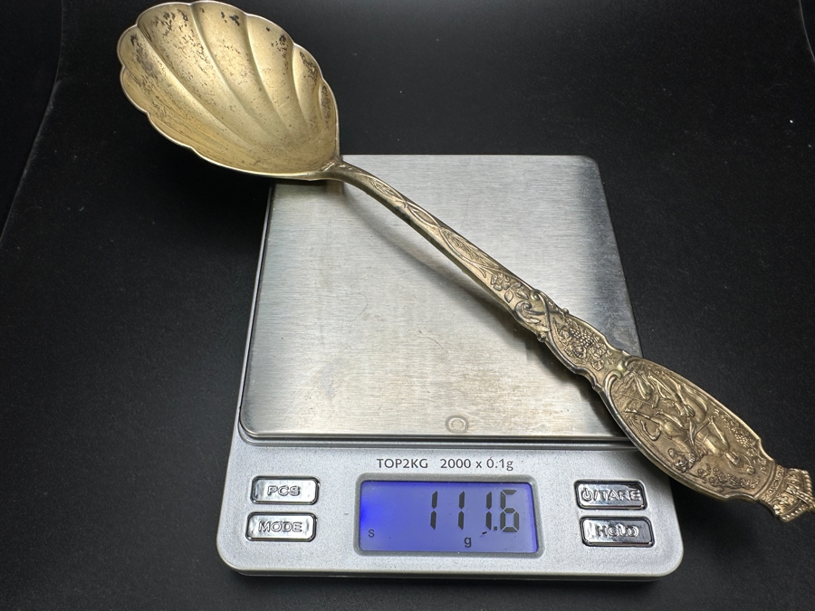 Antique English Victorian Sterling Silver Oyster Shell Spoon Birmingham 1896 Victoria R. 1837-97 9'L 111.6g Sterling Silver Melt Value $142 [Photo 14]