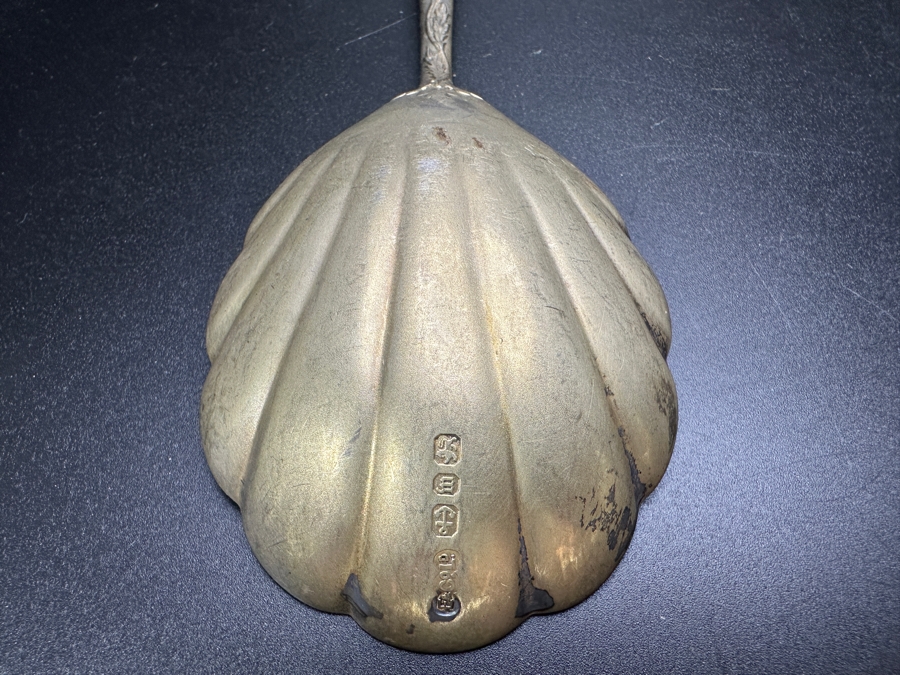 Antique English Victorian Sterling Silver Oyster Shell Spoon Birmingham 1896 Victoria R. 1837-97 9'L 111.6g Sterling Silver Melt Value $142 [Photo 9]