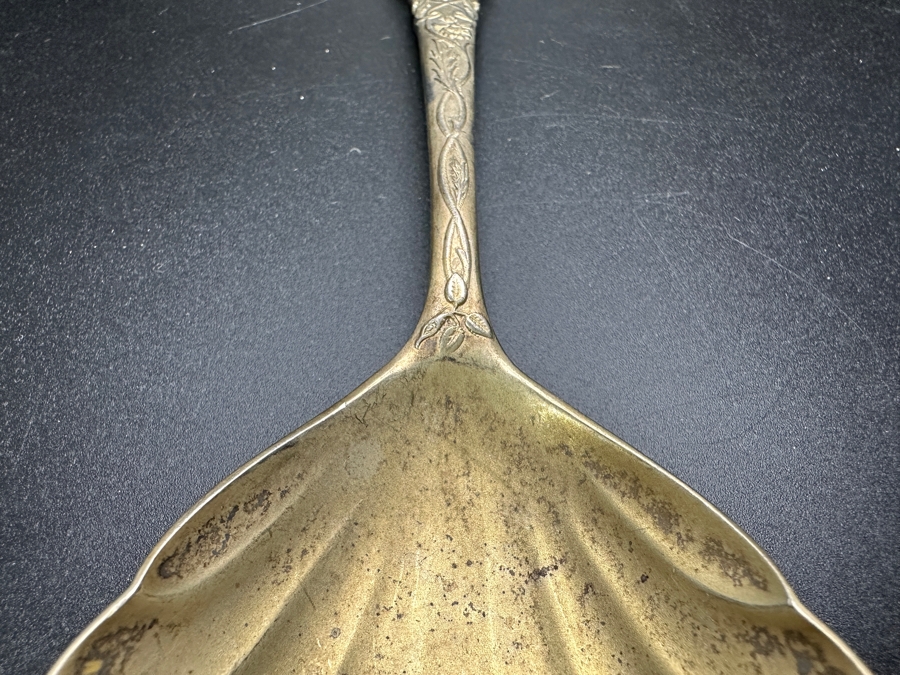 Antique English Victorian Sterling Silver Oyster Shell Spoon Birmingham 1896 Victoria R. 1837-97 9'L 111.6g Sterling Silver Melt Value $142 [Photo 6]