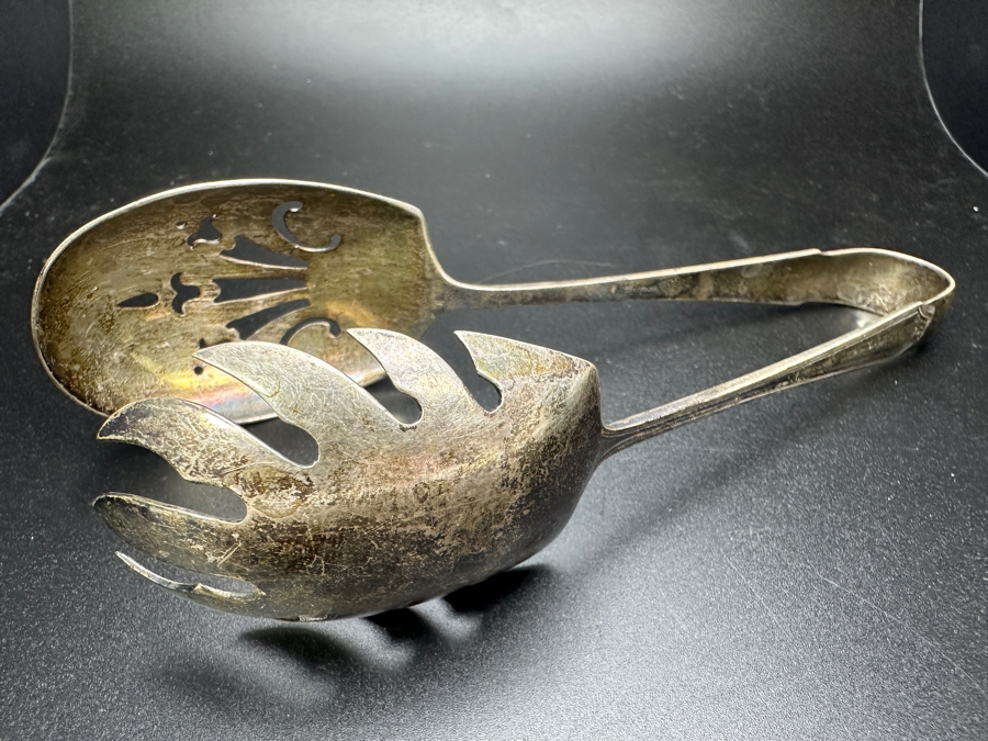 Vintage Sterling Silver Serving Tongs 66.2g Sterling Silver Melt Value $85 [Photo 2]