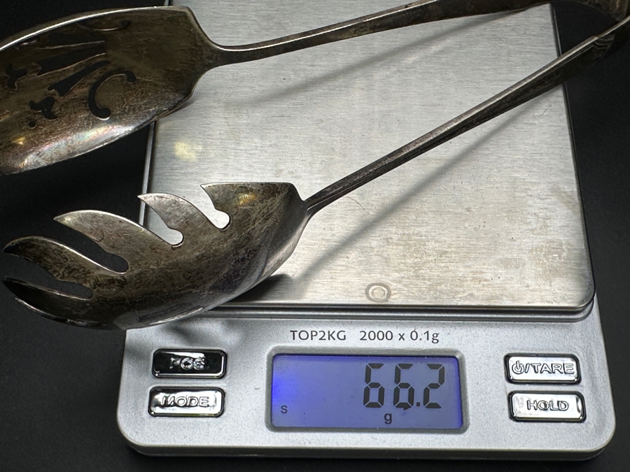 Vintage Sterling Silver Serving Tongs 66.2g Sterling Silver Melt Value $85 [Photo 12]
