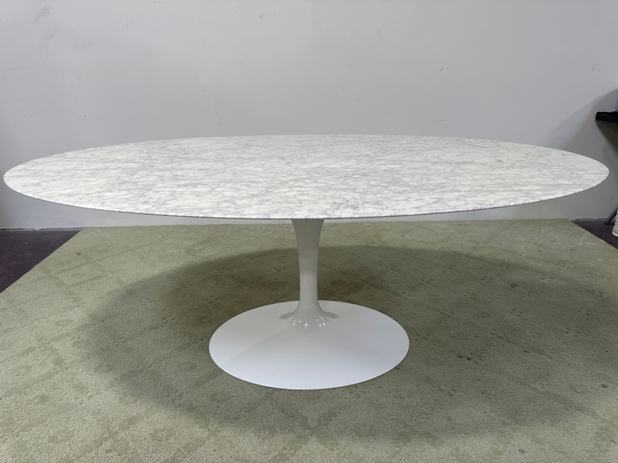 Eero Saarinen 72' Marble Oval Tulip Pedestal Dining Table By Knoll Retails $12,195 [Photo 7]