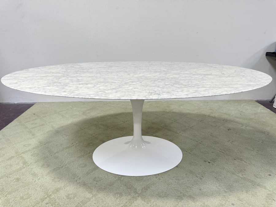 Eero Saarinen 72' Marble Oval Tulip Pedestal Dining Table By Knoll Retails $12,195 [Photo 8]