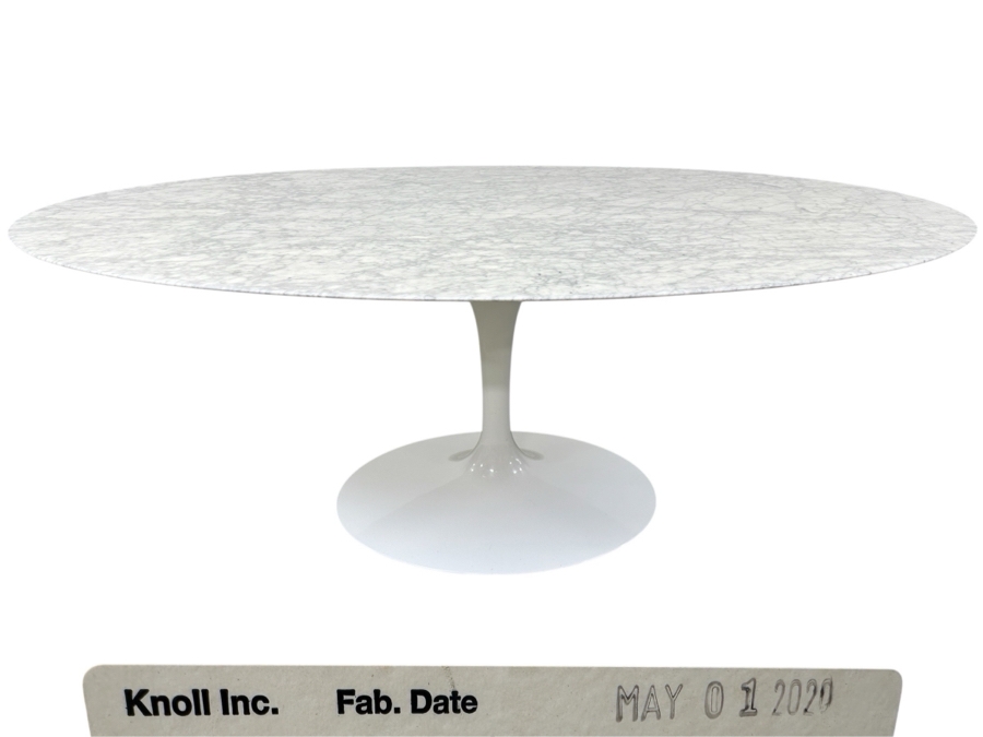 Eero Saarinen 72' Marble Oval Tulip Pedestal Dining Table By Knoll Retails $12,195