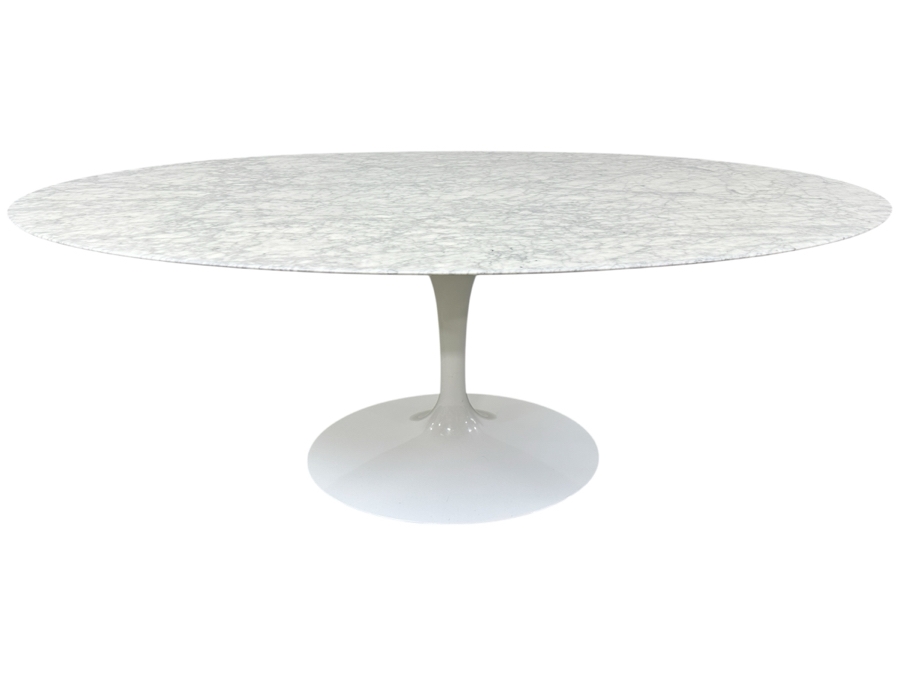 Eero Saarinen 72' Marble Oval Tulip Pedestal Dining Table By Knoll Retails $12,195 [Photo 3]