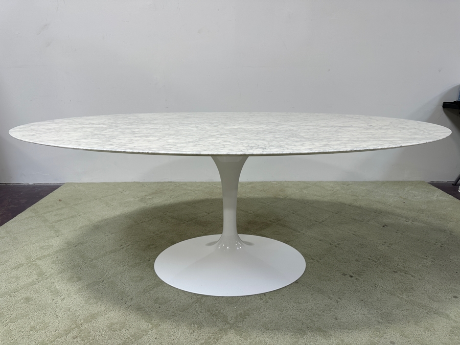 Eero Saarinen 72' Marble Oval Tulip Pedestal Dining Table By Knoll Retails $12,195 [Photo 6]