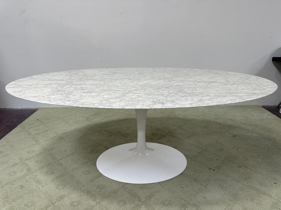 Eero Saarinen 72' Marble Oval Tulip Pedestal Dining Table By Knoll Retails $12,195 [Photo 5]