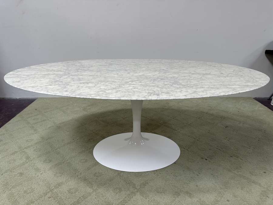 Eero Saarinen 72' Marble Oval Tulip Pedestal Dining Table By Knoll Retails $12,195 [Photo 4]