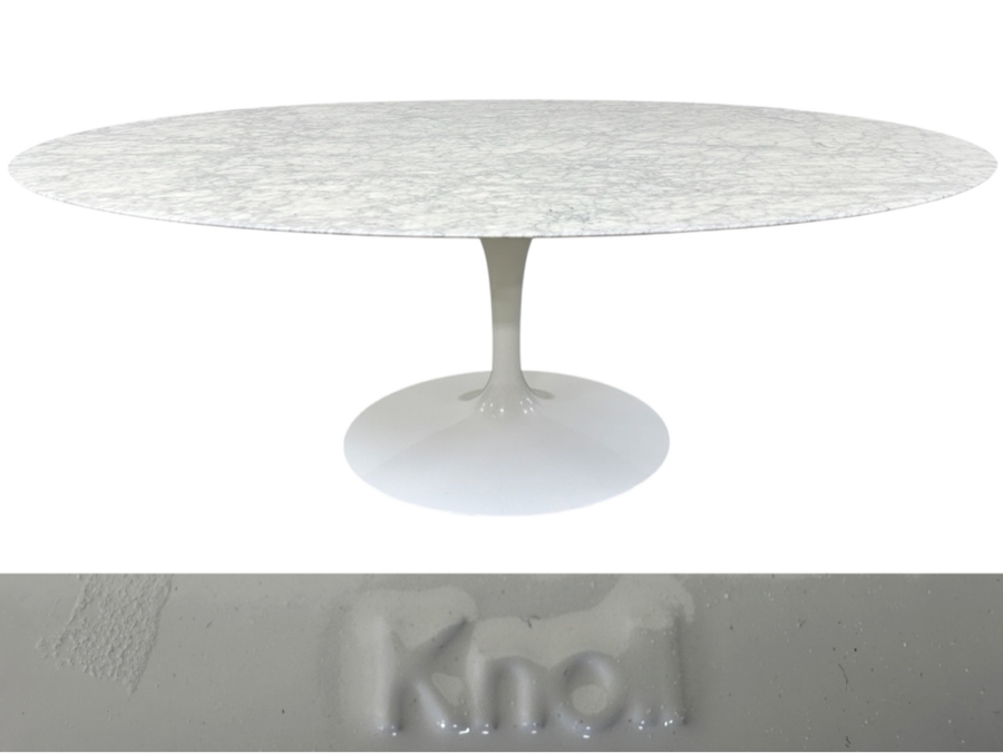 Eero Saarinen 72' Marble Oval Tulip Pedestal Dining Table By Knoll Retails $12,195 [Photo 2]