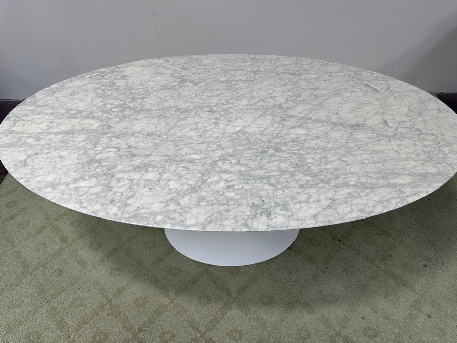 Eero Saarinen 72' Marble Oval Tulip Pedestal Dining Table By Knoll Retails $12,195 [Photo 9]