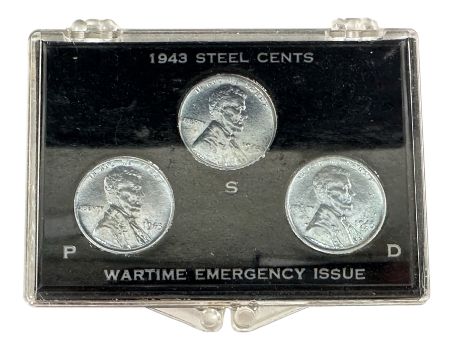 Vintage 1943 Steel Cents P S D Wartime Emergency Issue Pennies