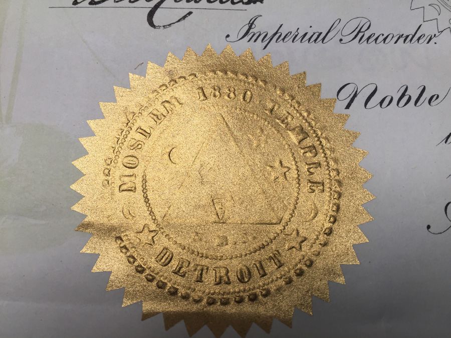 The Imperial Council of the Ancient Arabic Order of the Nobles of the Mystic Shrine Certificate [Photo 3]
