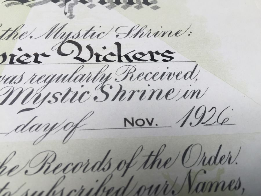 The Imperial Council of the Ancient Arabic Order of the Nobles of the Mystic Shrine Certificate [Photo 5]