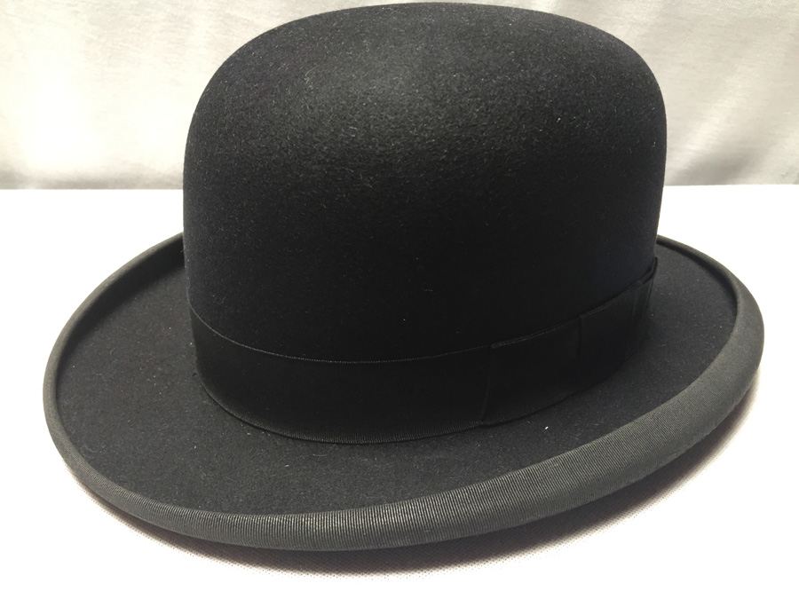 Mens Outstanding Vintage Mallory Premier Derby Bowler Hat Black sz 7 [Photo 1]