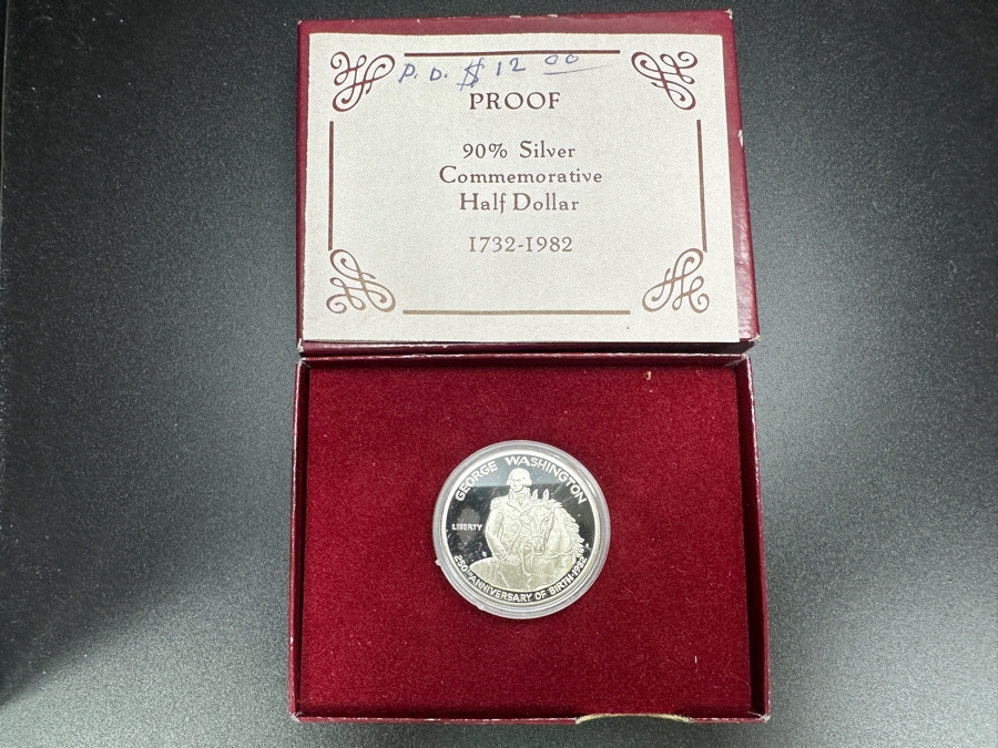 Proof 1982 George Washington Silver Commemorative Half-Dollar Coin .900 Silver [Photo 2]