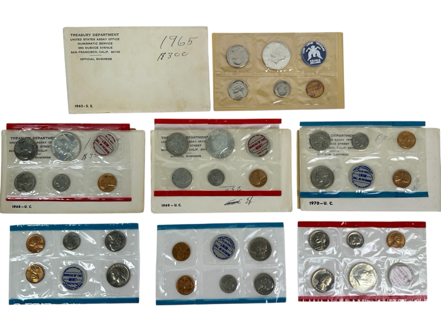 Vintage US Mint Proof Coin Sets From 1965, 1968, 1969 & 1970 [Photo 1]