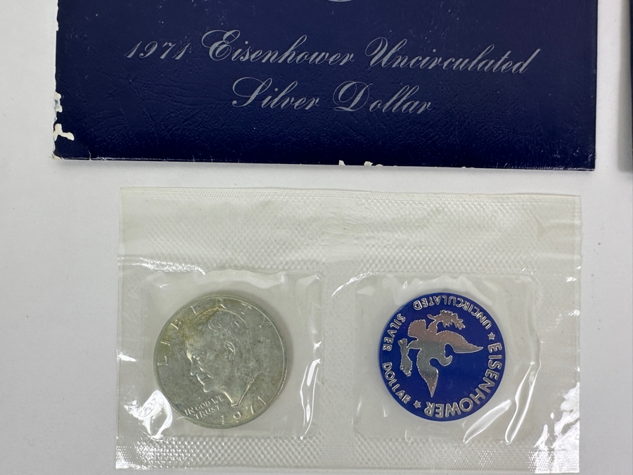 Vintage 1971 & 1974 Eisenhower Uncirculated Silver Dollars [Photo 3]
