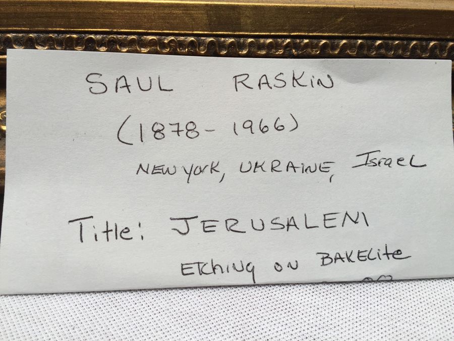 Saul Raskin (1878-1966) Etching on Bakelite Title: Jerusalem [Photo 8]