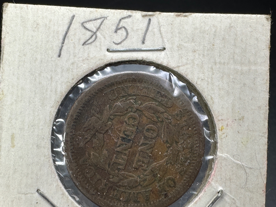 Antique 1851 Braided Hair Large US Cent [Photo 4]