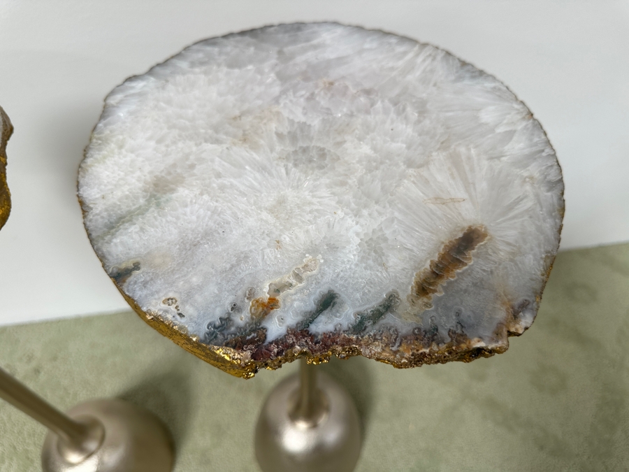 Pair Of Hand Crafted Raw Agate Side Tables 11W X 24.5H [Photo 5]