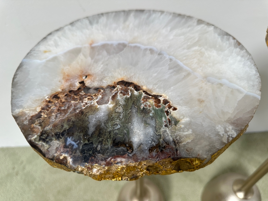 Pair Of Hand Crafted Raw Agate Side Tables 11W X 24.5H [Photo 3]