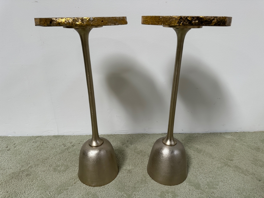 Pair Of Hand Crafted Raw Agate Side Tables 11W X 24.5H [Photo 8]