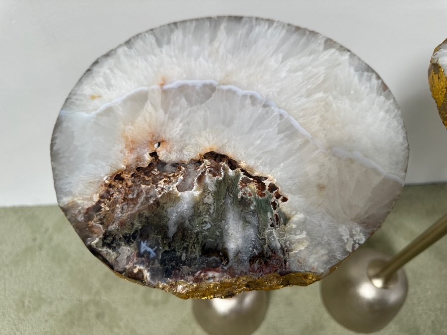 Pair Of Hand Crafted Raw Agate Side Tables 11W X 24.5H [Photo 4]