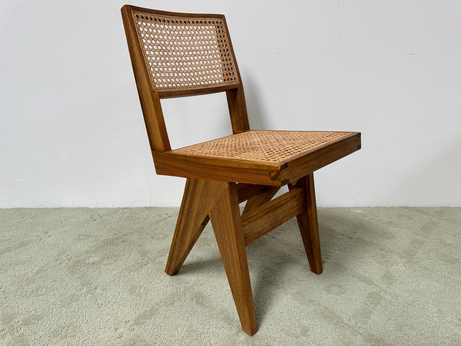 Jeanneret Wooden Cane Seat / Back Dining Side Chair By France & Son 15W X 18D X 32H [Photo 3]