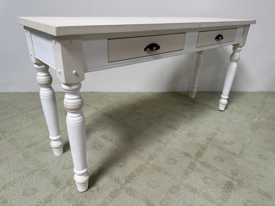 White Console Sofa Table With Two Drawers 60W X 19D X 30.5H [Photo 6]