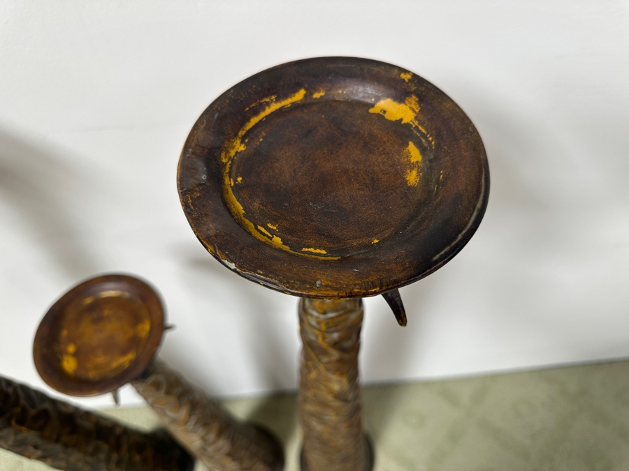 (3) Metal Freestanding Candle Holders 36'H To 47'H [Photo 3]