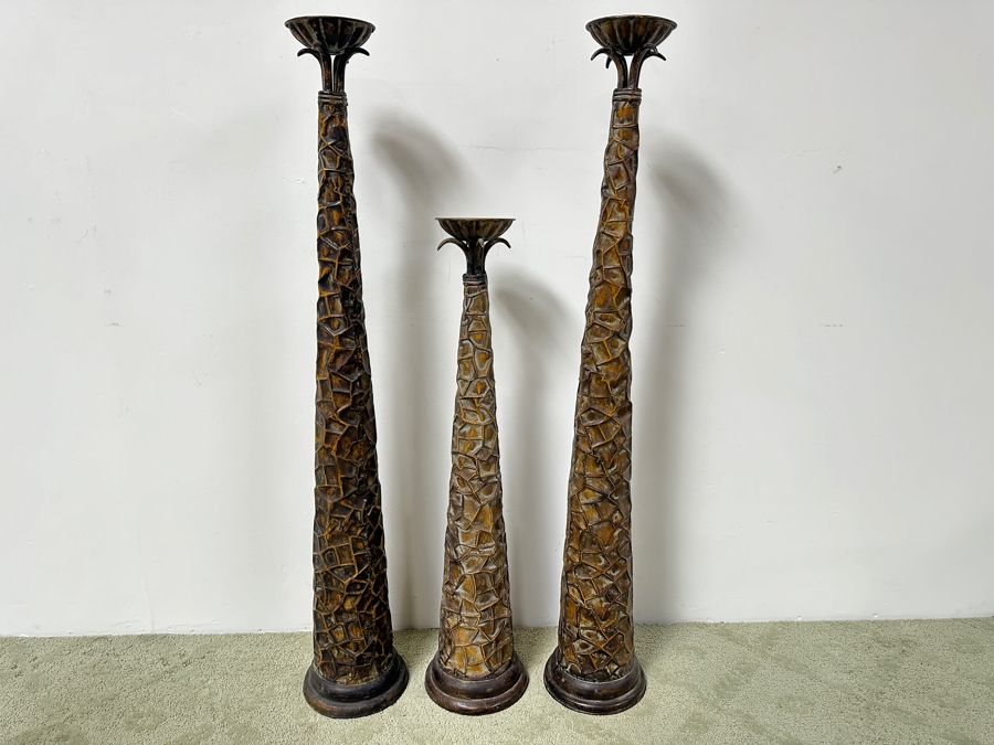 (3) Metal Freestanding Candle Holders 36'H To 47'H [Photo 2]