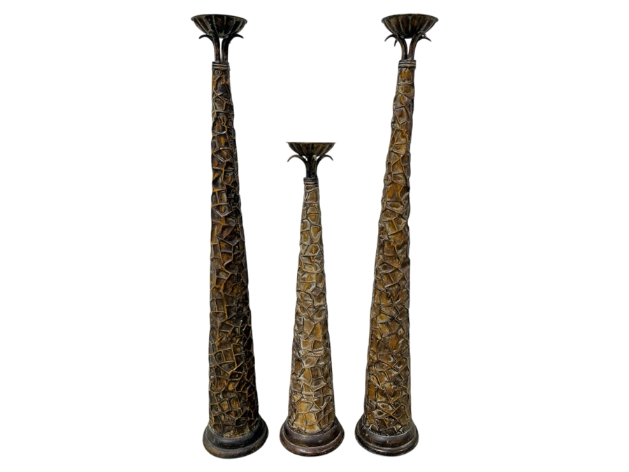 (3) Metal Freestanding Candle Holders 36'H To 47'H