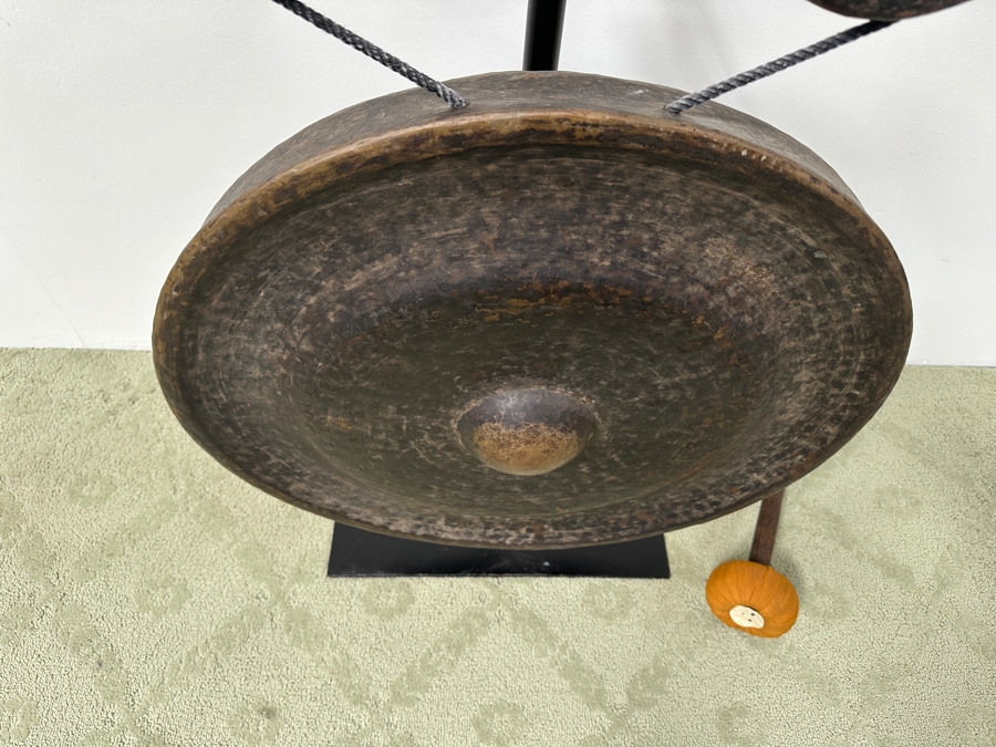 Antique Burmese Metal Temple Gong With Metal Stand And Striker 24.5W X 35H Purchased In Bangkok For $3,000 [Photo 6]