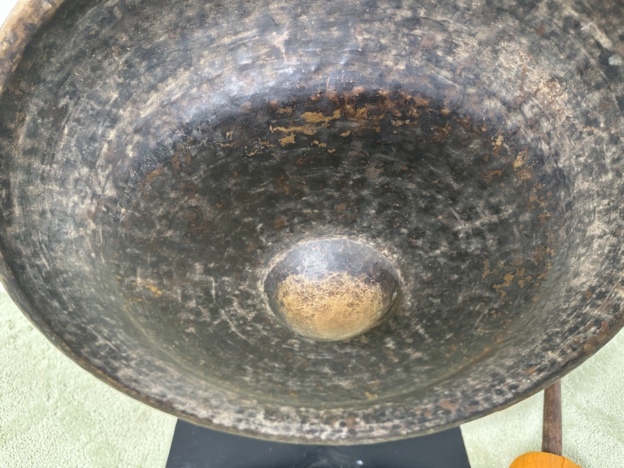 Antique Burmese Metal Temple Gong With Metal Stand And Striker 24.5W X 35H Purchased In Bangkok For $3,000 [Photo 7]