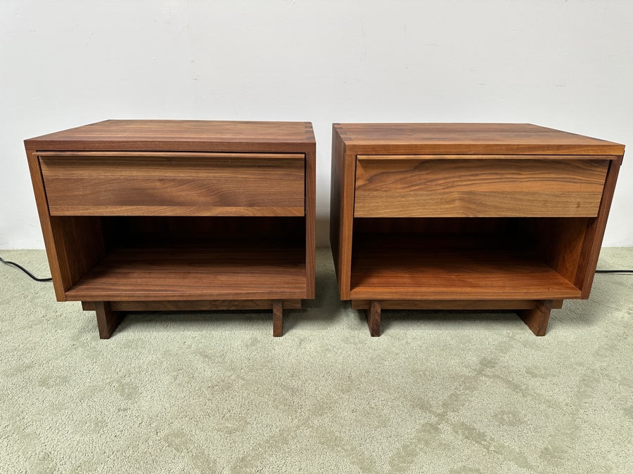 Pair Of Room & Board Wooden Nightstands With Drawer 28W X 21D X 22H [Photo 2]