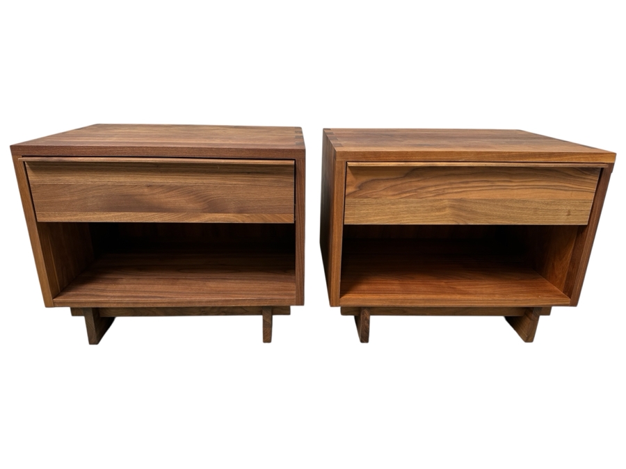 Pair Of Room & Board Wooden Nightstands With Drawer 28W X 21D X 22H