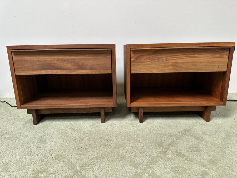 Pair Of Room & Board Wooden Nightstands With Drawer 28W X 21D X 22H [Photo 3]