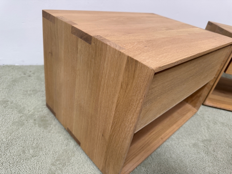 Pair Of Nordic Oak Bedside Tables Nightstands With Drawer 22.5W X 16D X 14.5H Retails $1,700 [Photo 8]