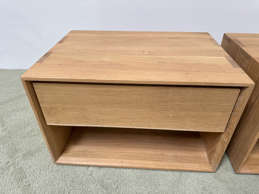 Pair Of Nordic Oak Bedside Tables Nightstands With Drawer 22.5W X 16D X 14.5H Retails $1,700 [Photo 3]