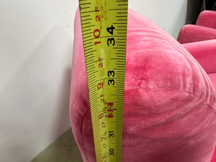 Pair Of Stunning Pink Velvet Designer Armchairs With Brass Front Feet - Very Comfortable 32.5W X 34D X 33H [Photo 12]