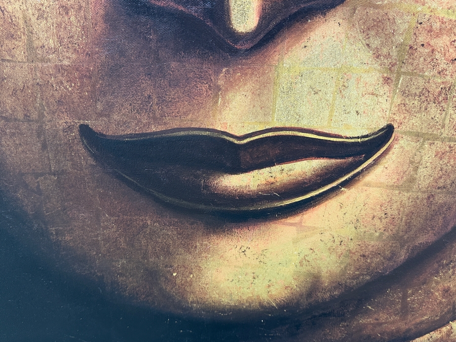 Original Buddha Painting Purchased In Bangkok Signed Lower Left 35W X 39H Framed 44.5 X 48.5 [Photo 6]