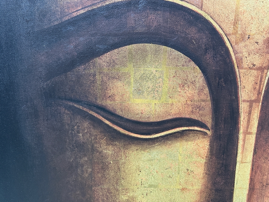 Original Buddha Painting Purchased In Bangkok Signed Lower Left 35W X 39H Framed 44.5 X 48.5 [Photo 4]