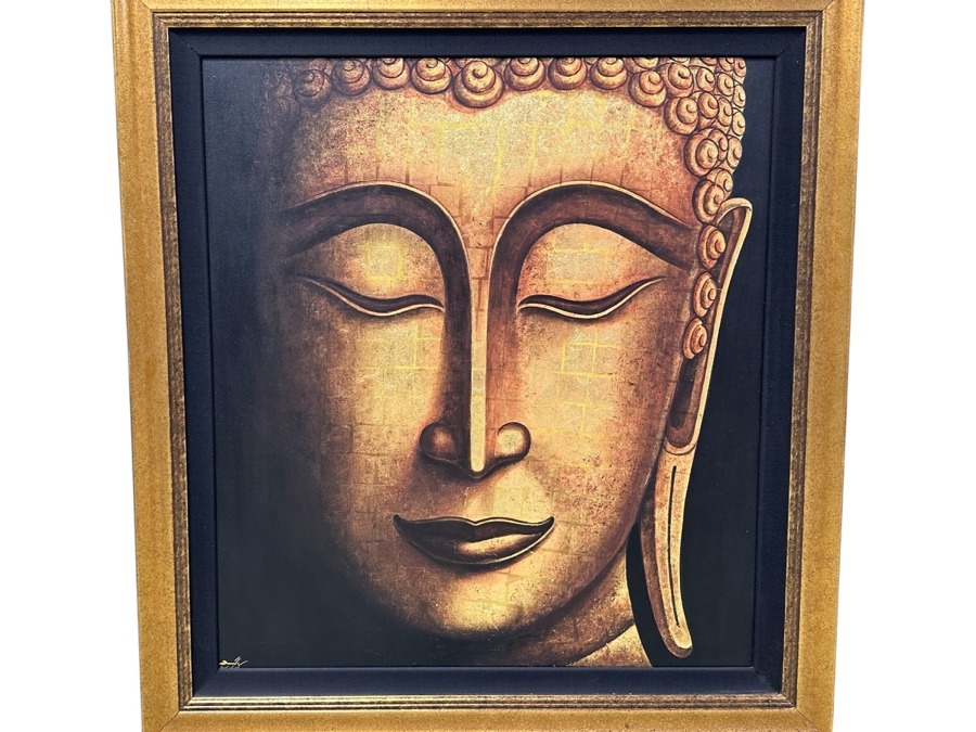 Original Buddha Painting Purchased In Bangkok Signed Lower Left 35W X 39H Framed 44.5 X 48.5