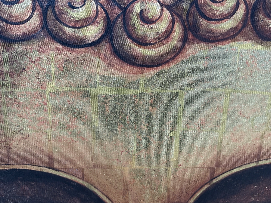 Original Buddha Painting Purchased In Bangkok Signed Lower Left 35W X 39H Framed 44.5 X 48.5 [Photo 3]