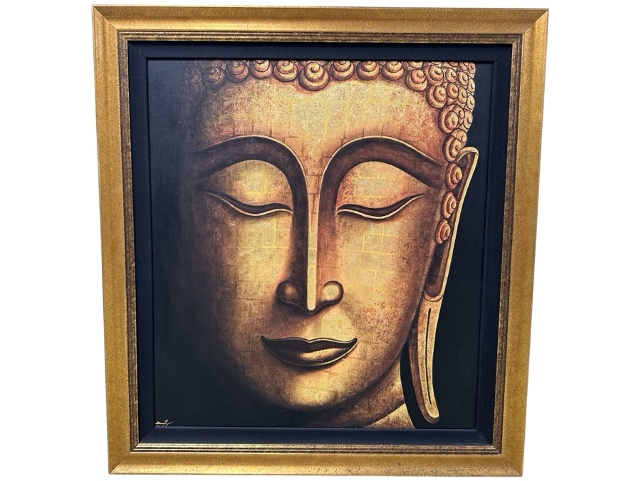 Original Buddha Painting Purchased In Bangkok Signed Lower Left 35W X 39H Framed 44.5 X 48.5 [Photo 2]