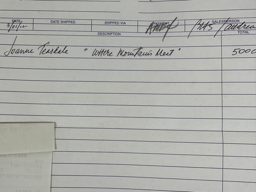 Joanne Teasdale Original Oil Painting On Canvas Titled 'Where Mountains Meet' 36 X 48 Appraised At $5,000 With Certificate Of Authenticity Purchased From The Coda Gallery In Palm Desert, CA [Photo 13]