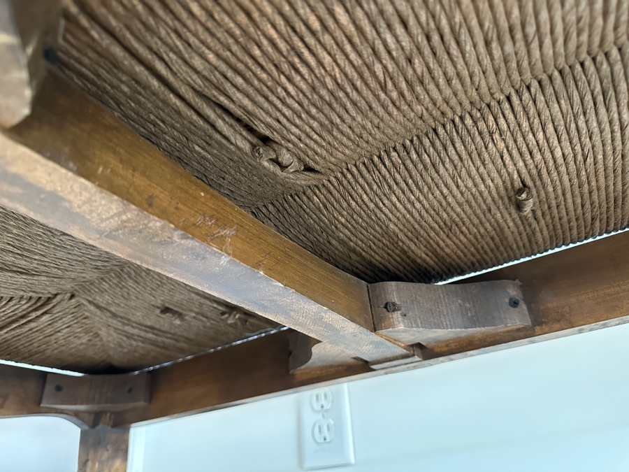 Guy Chaddock Wooden Rush Seat Settee Bench (With Cushion - See Photos) 39W X 24D X 37H [Photo 10]